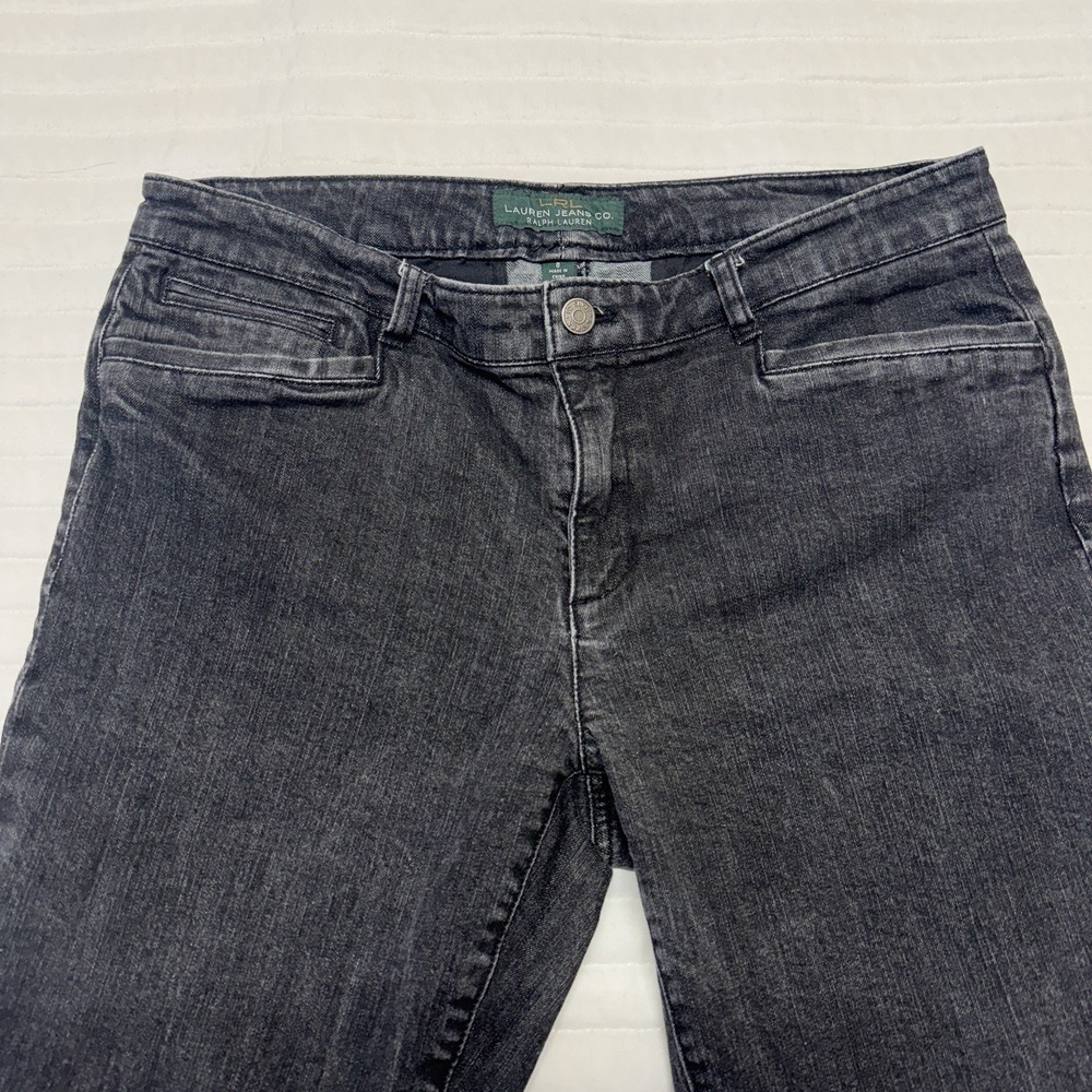 Lauren Jeans Co Ralph Lauren Black Straight Leg Jeans Size 8 Faded Wash Mid Rise